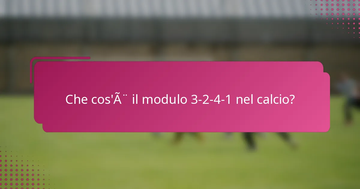 Che cos'è il modulo 3-2-4-1 nel calcio?