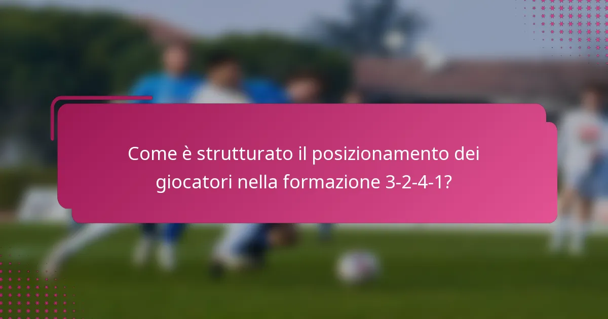 Come è strutturato il posizionamento dei giocatori nella formazione 3-2-4-1?