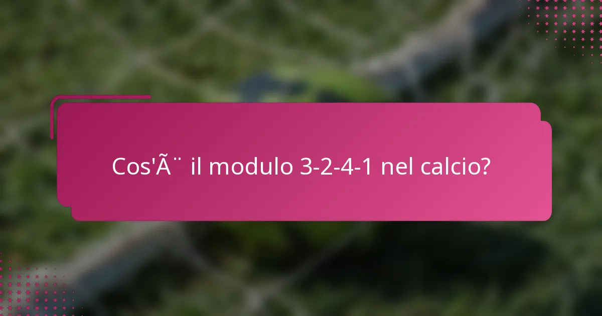 Cos'è il modulo 3-2-4-1 nel calcio?
