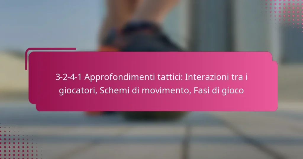 3-2-4-1 Approfondimenti tattici: Interazioni tra i giocatori, Schemi di movimento, Fasi di gioco