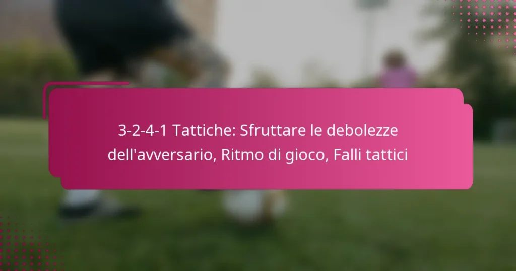 3-2-4-1 Tattiche: Sfruttare le debolezze dell’avversario, Ritmo di gioco, Falli tattici