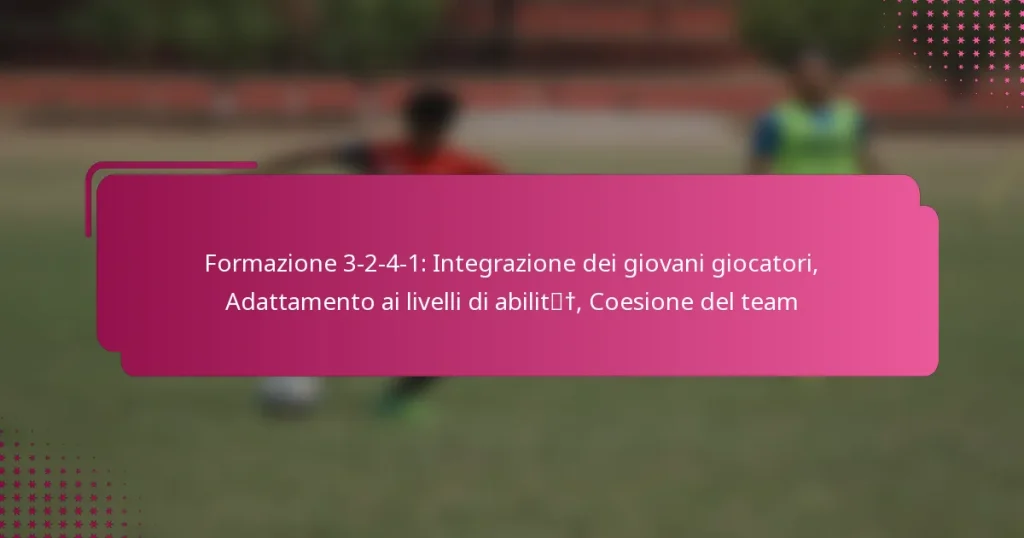 Formazione 3-2-4-1: Integrazione dei giovani giocatori, Adattamento ai livelli di abilità, Coesione del team