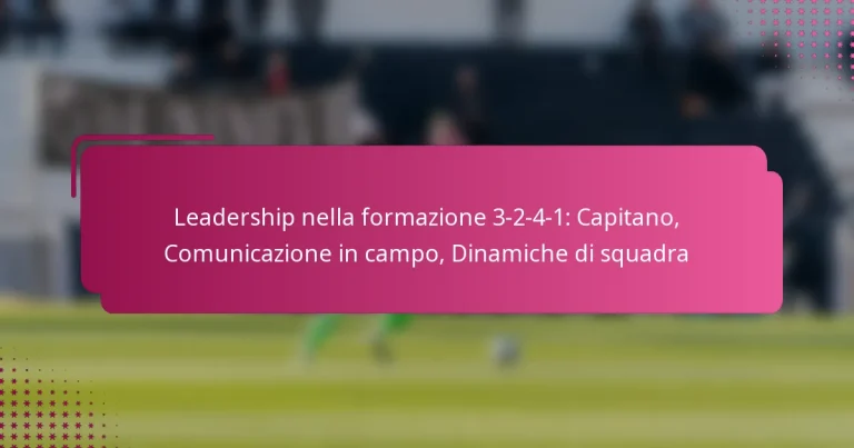 Leadership nella formazione 3-2-4-1: Capitano, Comunicazione in campo, Dinamiche di squadra