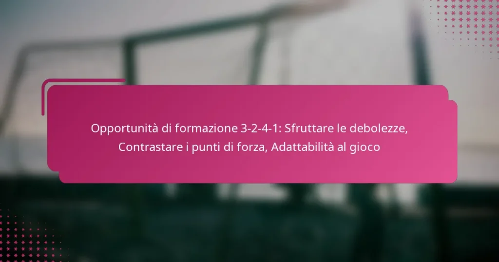 Opportunità di formazione 3-2-4-1: Sfruttare le debolezze, Contrastare i punti di forza, Adattabilità al gioco