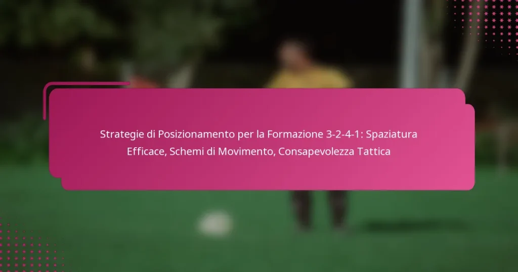 Strategie di Posizionamento per la Formazione 3-2-4-1: Spaziatura Efficace, Schemi di Movimento, Consapevolezza Tattica