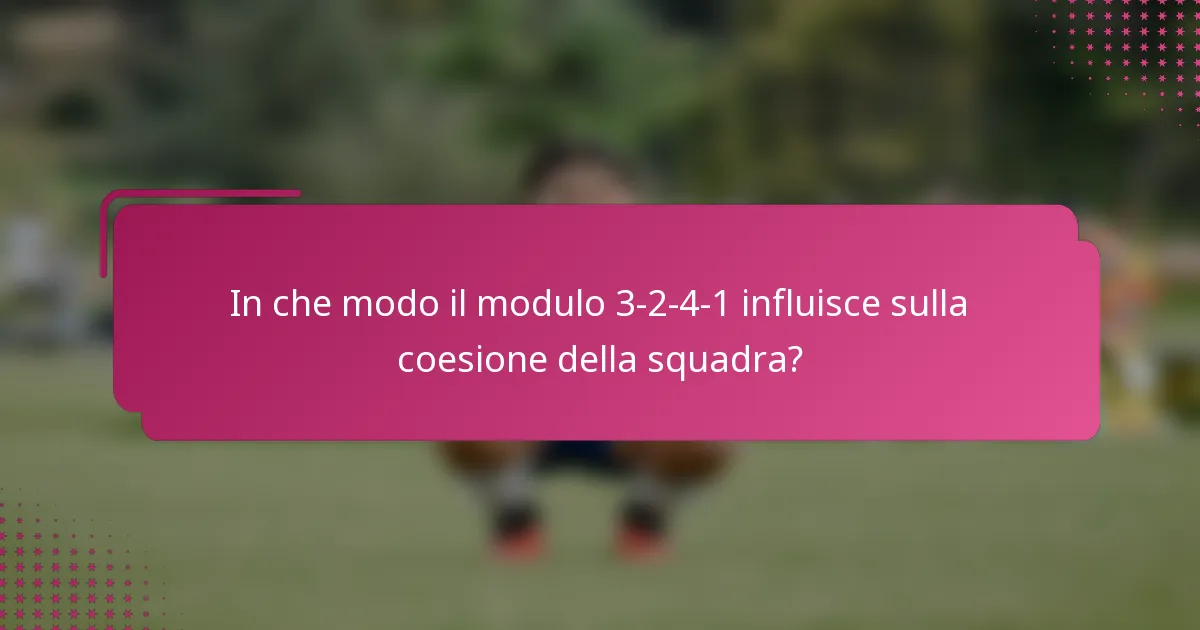 In che modo il modulo 3-2-4-1 influisce sulla coesione della squadra?