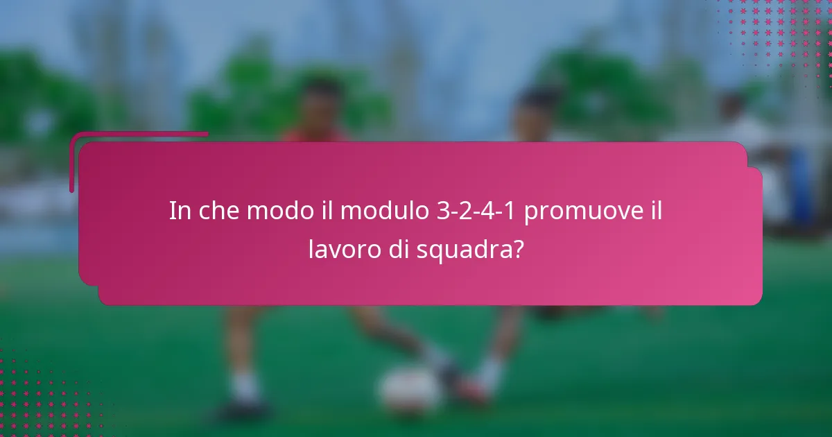 In che modo il modulo 3-2-4-1 promuove il lavoro di squadra?