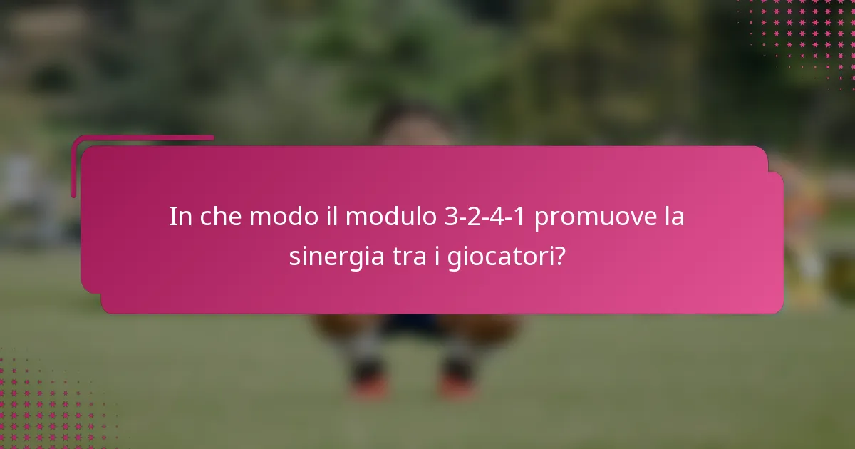 In che modo il modulo 3-2-4-1 promuove la sinergia tra i giocatori?
