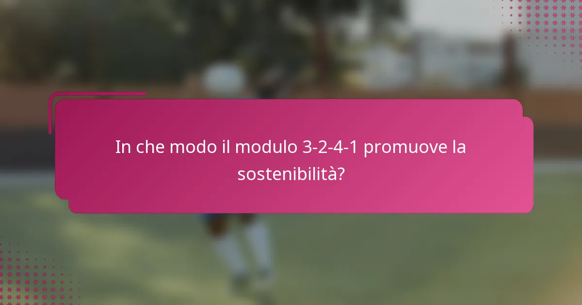 In che modo il modulo 3-2-4-1 promuove la sostenibilità?