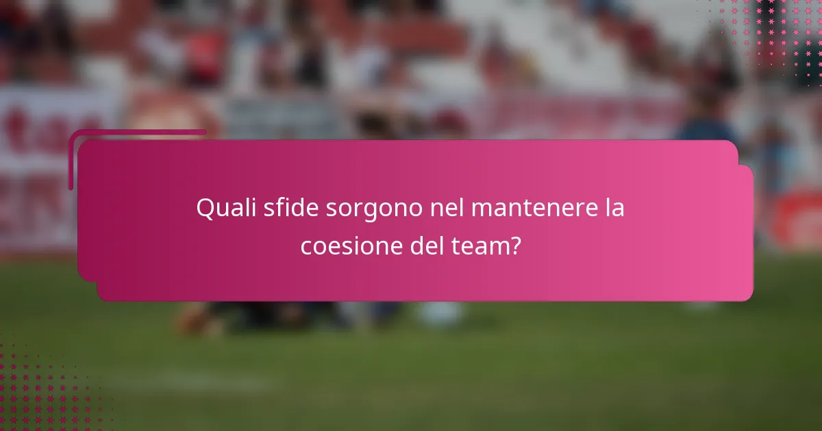 Quali sfide sorgono nel mantenere la coesione del team?